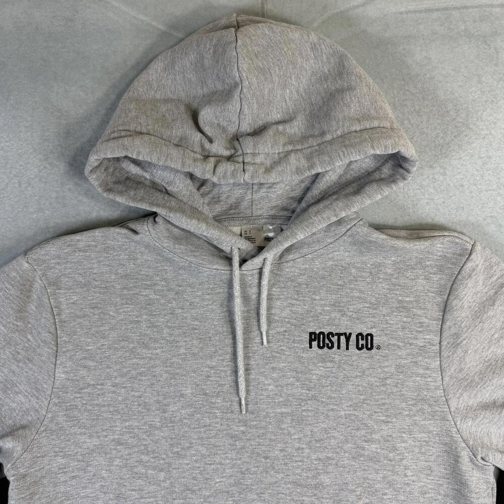 Post Malone Posty Co Hoodie Mens Small Heather Gray Pullover Embroidered